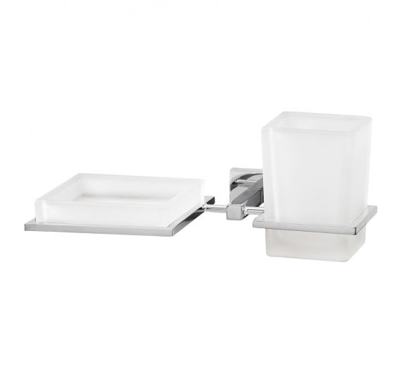 Frosted glass soap dish and toothbrush holder to fix on the wall-bath accessories high quality